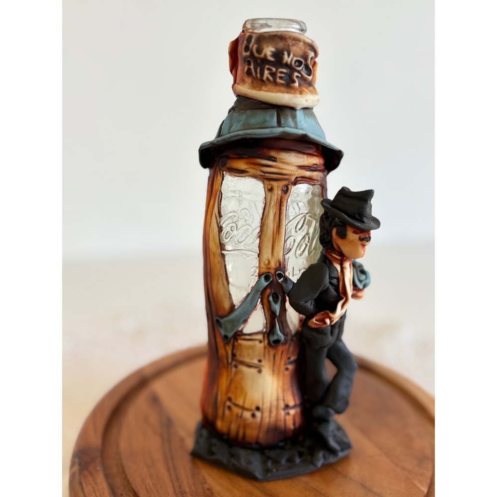 Vintage Coca-Cola Buenos Aires Folk Art Sculpted Bottle Tango Man Souvenir 8"
